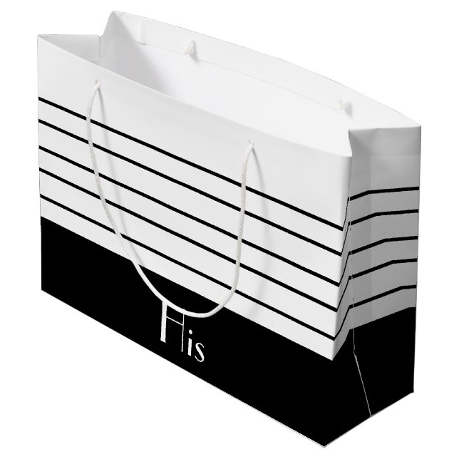 Bolsa De Regalo De Banda Grande En Blanco Y Negro (Angulo reverso)