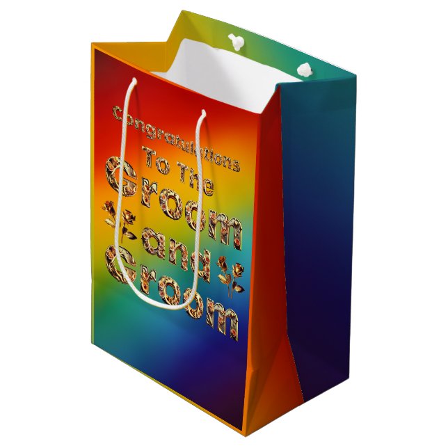 Bolsa de regalo de Boda arcoiris de los homosexual (Angulo Anverso)