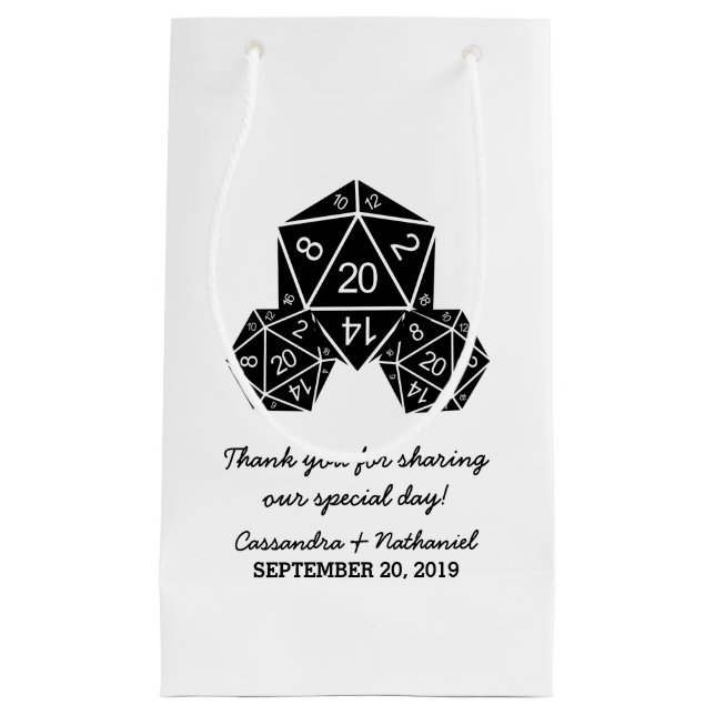 Bolsa de regalo de Boda de dados Ebony D20 (Anverso)