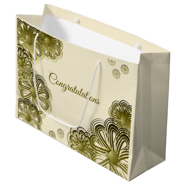 Bolsa de regalo de boda floral de oro antiguo (Angulo Anverso)