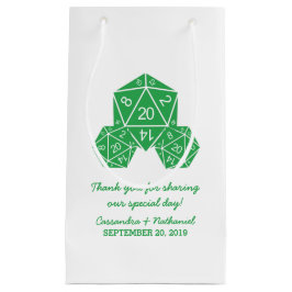 Bolsa de regalo de Boda verde D20 dados