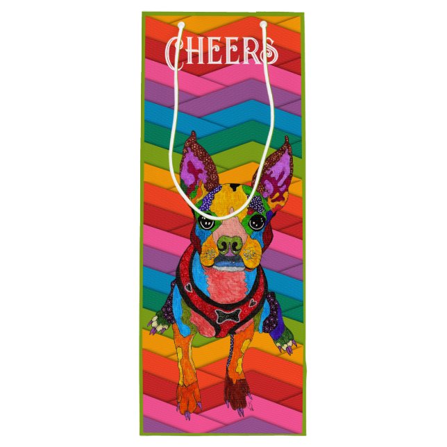 Bolsa de regalo de Boston Terrier linda y colorida (Reverso)