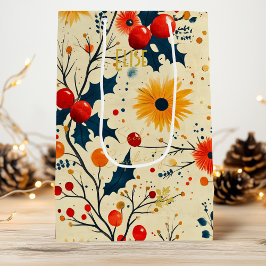 Bolsa de regalo de cerezo con flores de época pers
