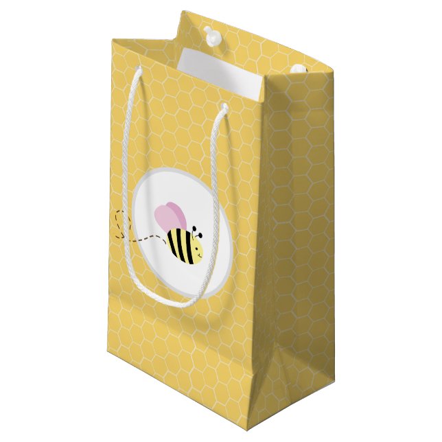 Bolsa de regalo de Chica rosa Bumble Bee Honeycomb (Angulo Anverso)