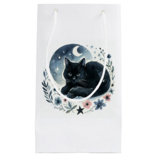 Bolsa de regalo de color de agua para gato negro