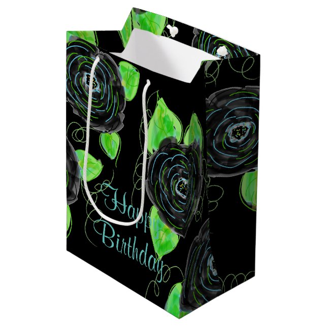 Bolsa de regalo de color negro de tamaño mediano (Angulo Anverso)