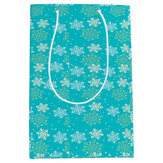 Bolsa de regalo de copos de nieve verde pequeña a  (Anverso)