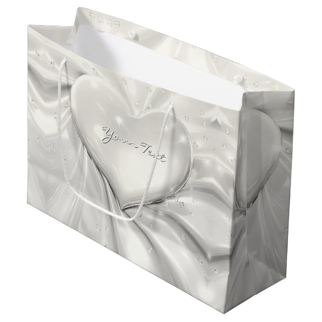 Bolsa de regalo de corazón de crema blanca elegant (Angulo Anverso)