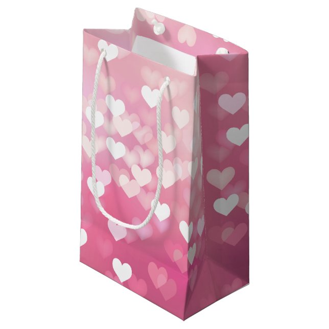 Bolsa de regalo de corazones rosados - brillante (Angulo Anverso)