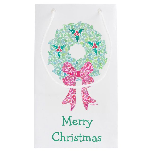 Bolsa de regalo de corona de Navidad de Sue Weidli (Reverso)