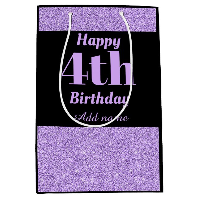 Bolsa de regalo de cuarto cumpleaños personalizada (Anverso)