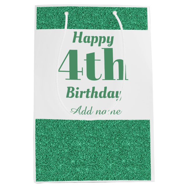 Bolsa de regalo de cuarto cumpleaños personalizada (Anverso)