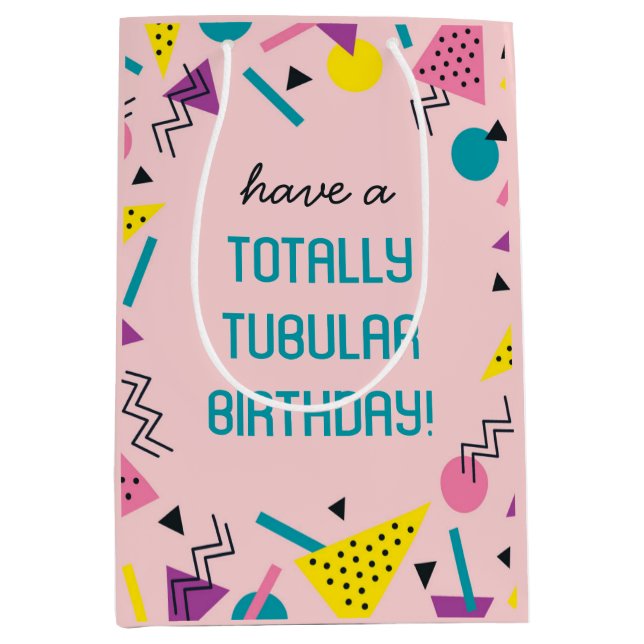 Bolsa de regalo de cumpleaños con jerga rosa retro (Anverso)