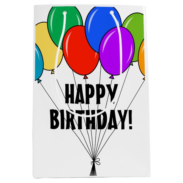 Bolsa de regalo de cumpleaños feliz con globos de  (Anverso)