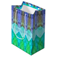 Bolsa de regalo de cumpleaños media en morado y az