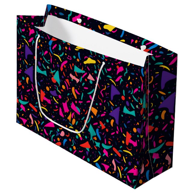 Bolsa de regalo de cumpleaños Neon Confetti, tema  (Angulo Anverso)
