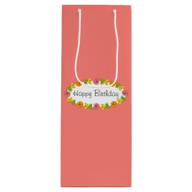 Bolsa de regalo de cumpleaños rosa Citrus Oval (Anverso)