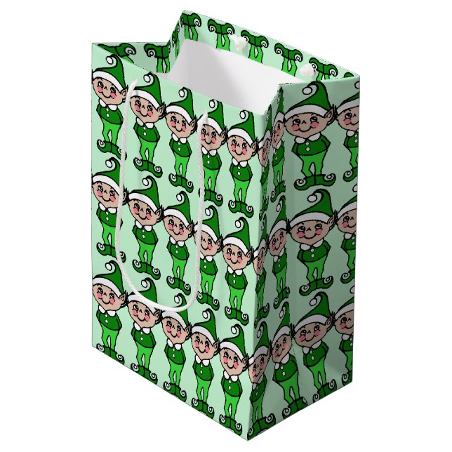 Bolsa de regalo de Elves Elf, Navidades verdes ret (Angulo Anverso)