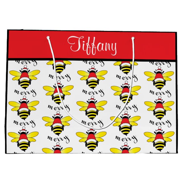 Bolsa de regalo de feriado de Bee Merry (Reverso)