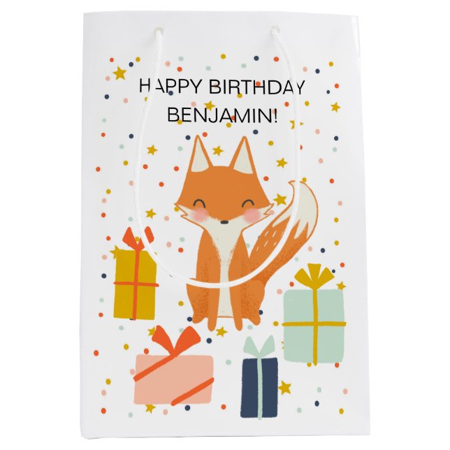 Bolsa de regalo de Fiesta infantil moderna de Fox  (Anverso)