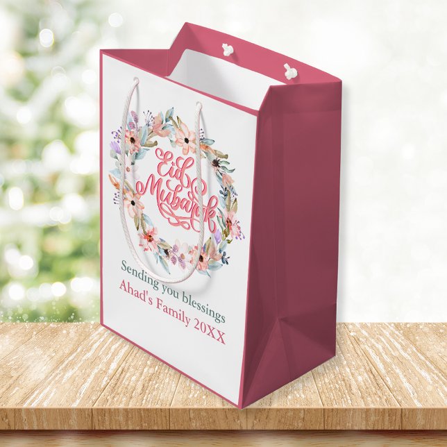 Bolsa de regalo de Floral rosa y blanca Eid Mubara (Subido por el creador)