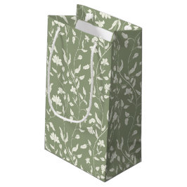 Bolsa de regalo de floral verde sabio y crema