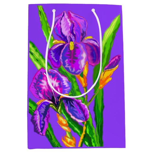 Bolsa de regalo de flores de iris morado (Anverso)