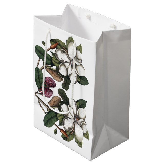 Bolsa de regalo de flores de magnolia blanca vinta (Angulo Anverso)