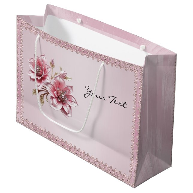 Bolsa de regalo de flores rosadas modernas (Angulo Anverso)