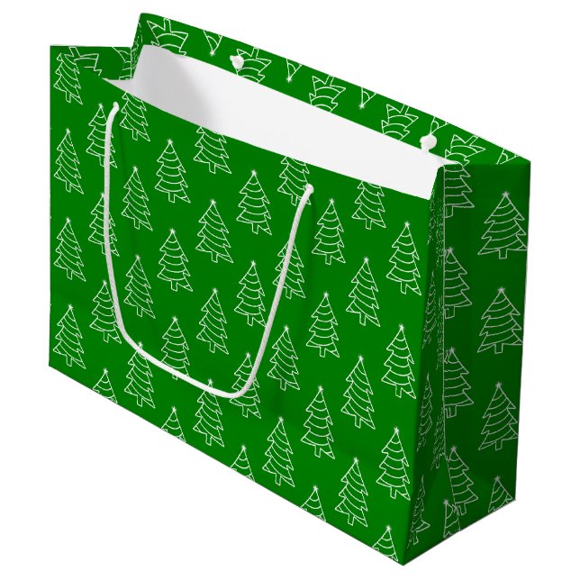 Bolsa de regalo de fondo verde de árbol de Navidad (Angulo Anverso)