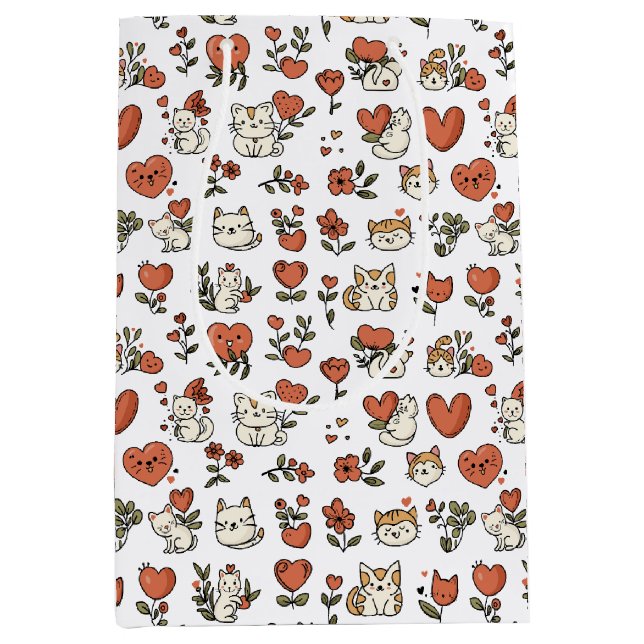 Bolsa de Regalo de Gatitos y Corazones Adorables:  (Anverso)