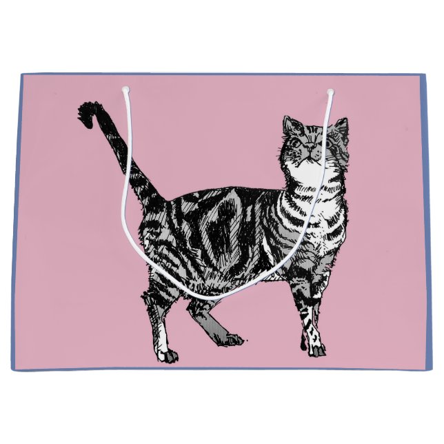 Bolsa de regalo de gatos de gatos de mesa rosada (Anverso)