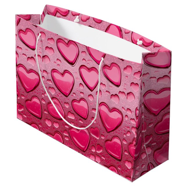Bolsa de regalo de gotas de agua rosadas en forma  (Angulo reverso)