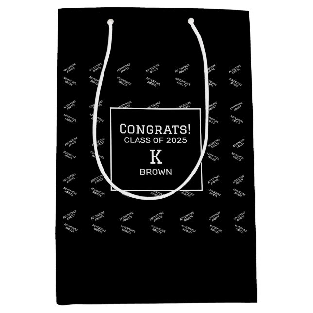 Bolsa de regalo de graduación en blanco y negro pe (Anverso)