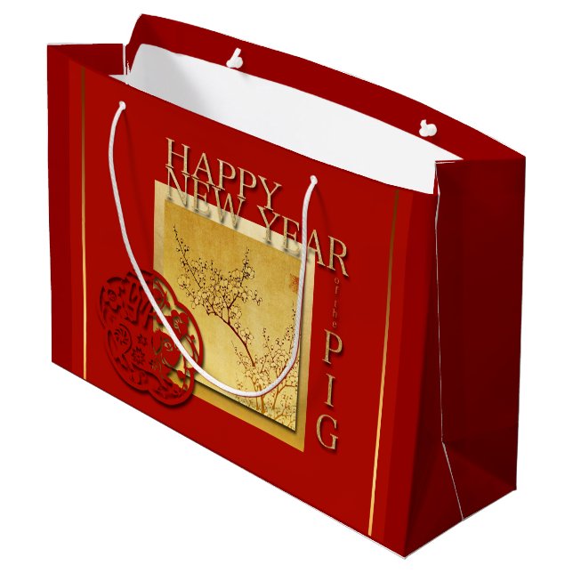 Bolsa de regalo de gran tamaño de cerdo chino de p (Angulo reverso)