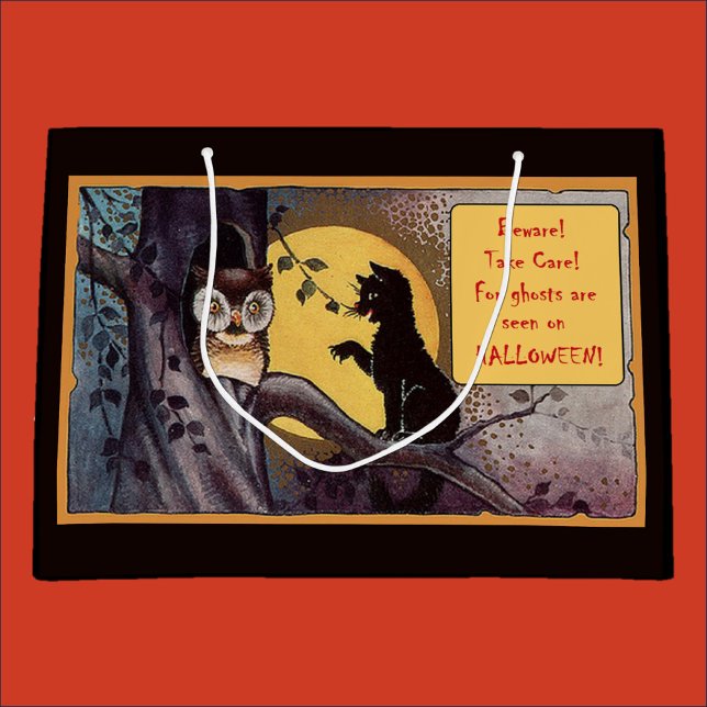 Bolsa de regalo de Halloween para gato negro vinta (Bookmark my store! https://www.zazzle.com/store/capricepetit)