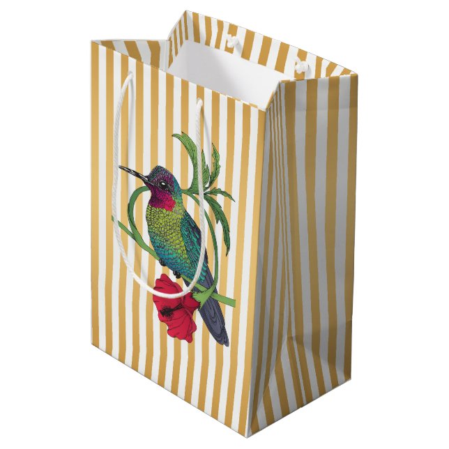 Bolsa de regalo de Ilustracion Colibri Bird Gold S (Angulo reverso)