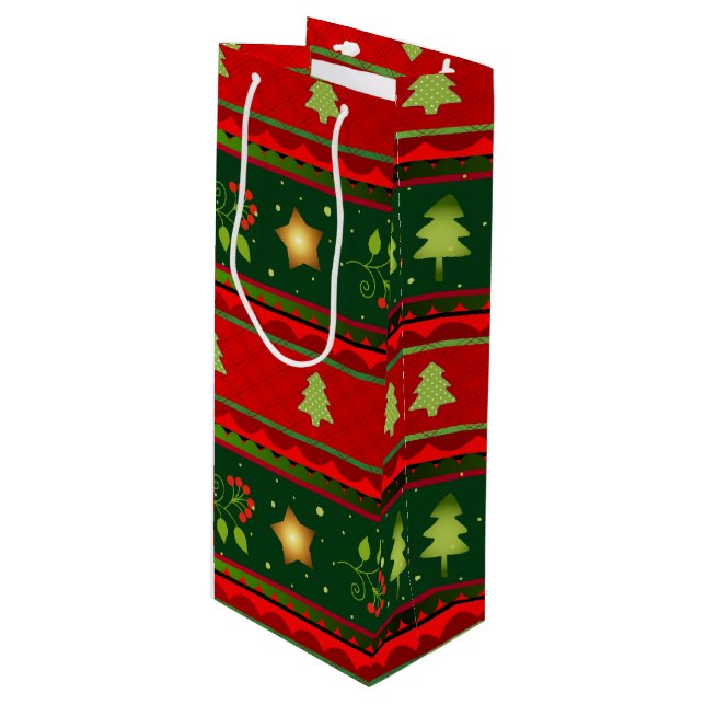 Bolsa de regalo de invierno roja y verde (Angulo Anverso)