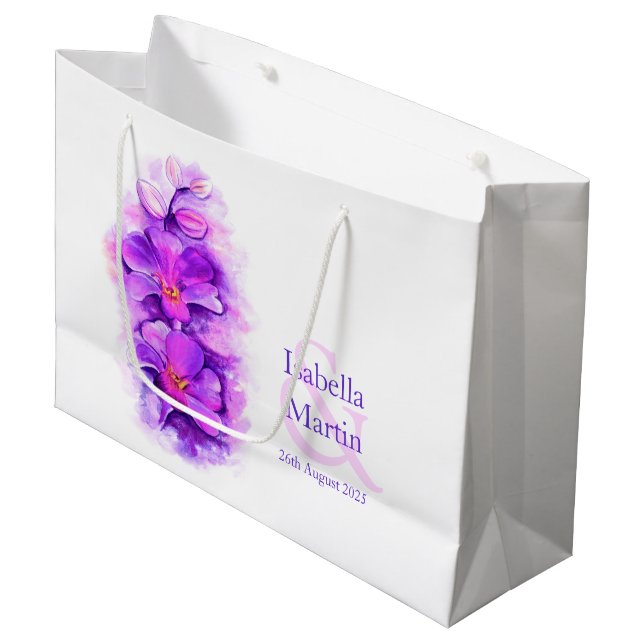 Bolsa de regalo de la boda de la orquídea púrpura  (Angulo Anverso)