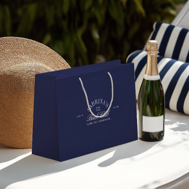 Bolsa de regalo de la elegante soltera azul de la  (Elegant Vintage Navy Blue Bachelorette Gift Bag)