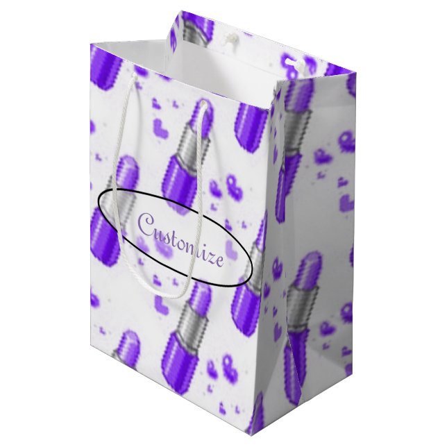 Bolsa de regalo de lápiz labial morado y blanco (Angulo Anverso)