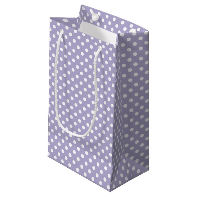 Bolsa de regalo de lavanda y puntos de polka blanc (Angulo Anverso)
