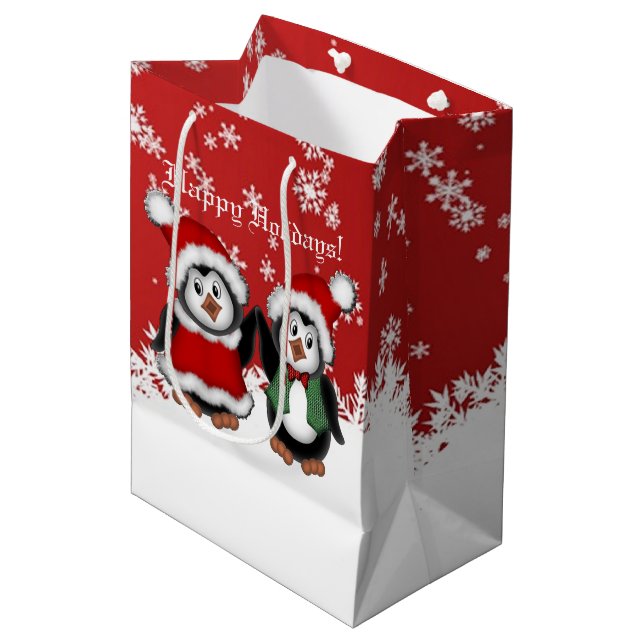 Bolsa de regalo de los pingüinos Navidades de comp (Angulo Anverso)