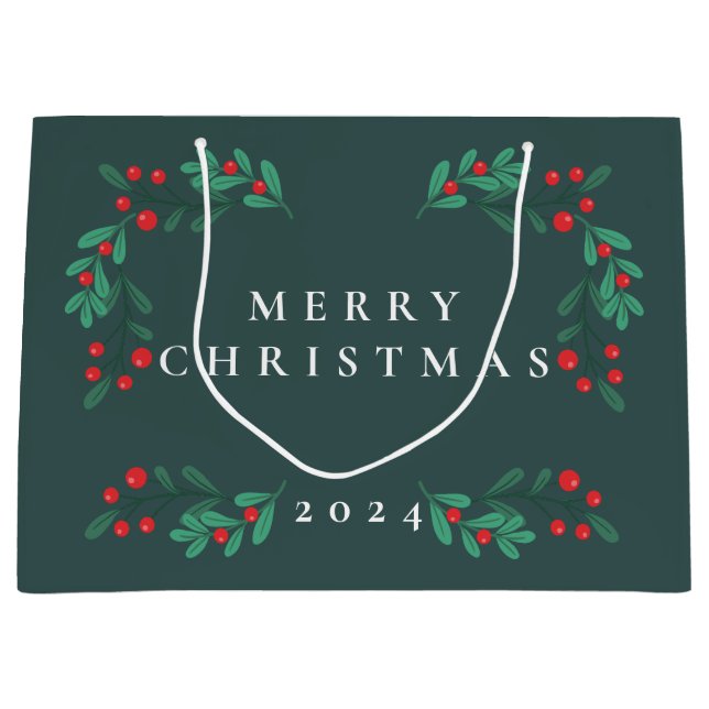 Bolsa de regalo de marco floral simple y clásica (Anverso)