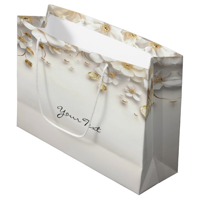 Bolsa de regalo de marfil de oro blanco floral (Angulo Anverso)