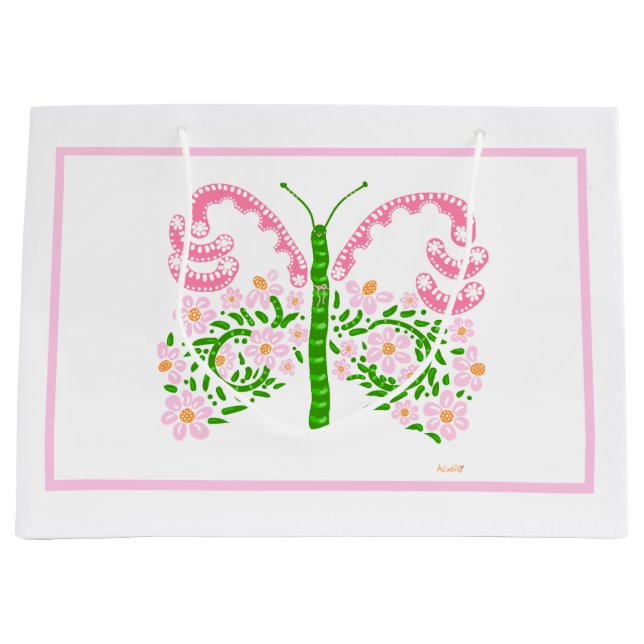 Bolsa de regalo de mariposa de primavera rosada (Anverso)