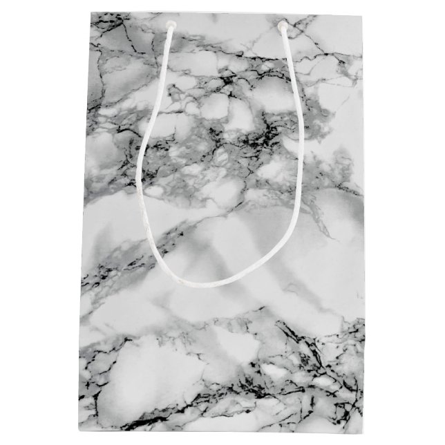 Bolsa de regalo de mármol negro y blanco (Reverso)