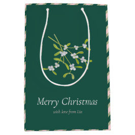 Bolsa de regalo de Mistletoe y Stripes Rosa verde 