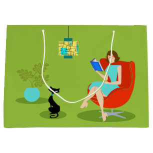 Bolsa de regalo de mujer retro lectora