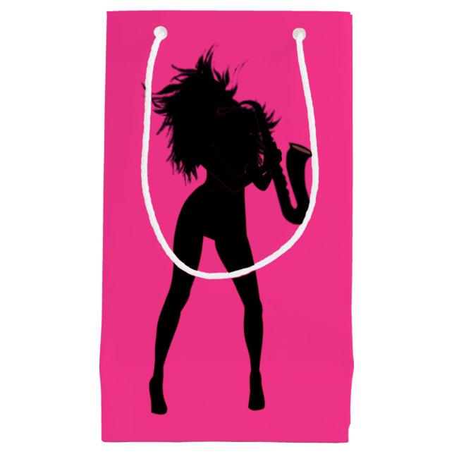 Bolsa de regalo de mujer saxofonista - Elija color (Anverso)